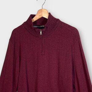 ROBERT GRAHAM 1/4 Zip Sweater XXL Maroon Red